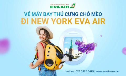 Dịch vụ đặt vé máy bay thú cưng chó mèo đi New York EVA Air
